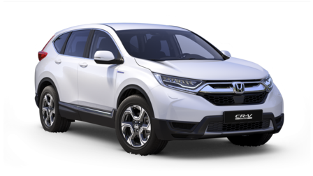 Tříčtvrtinový pohled zepředu na model Honda CR-V Hybrid