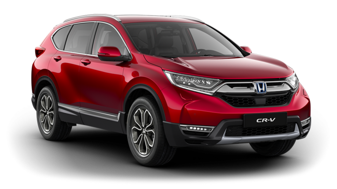 Tříčtvrtinový pohled zpředu na model Honda CR-V.
