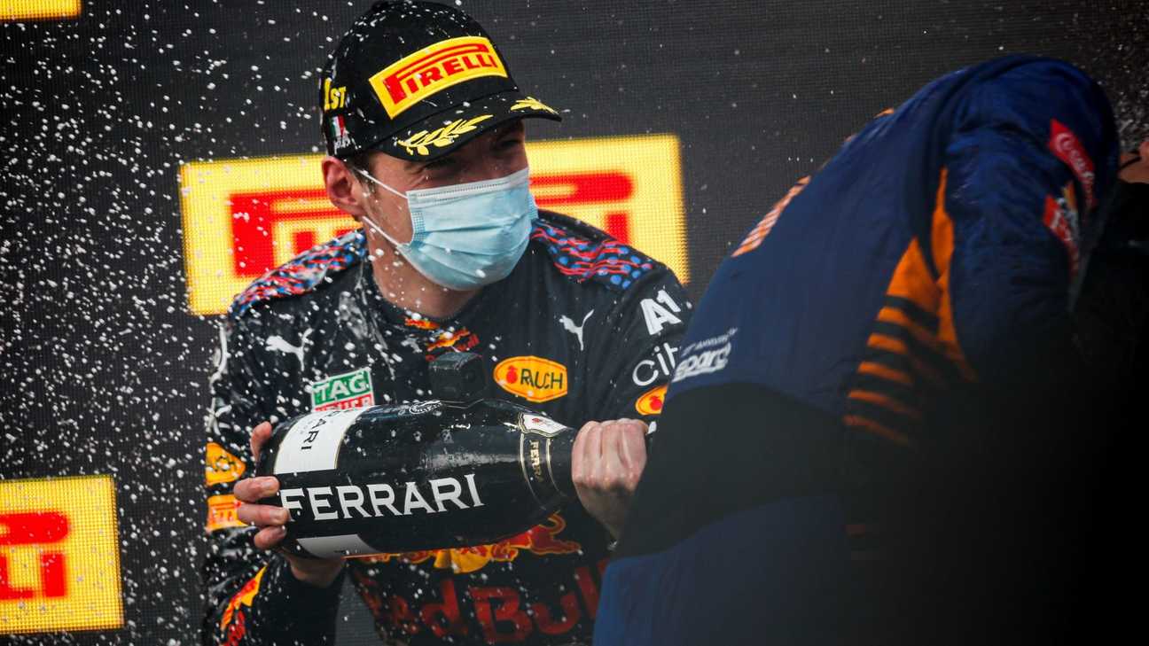 Pierre Gasly celebrating his Formula 1 victory at the Italian Grand Prix