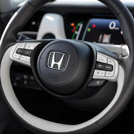 Detailní záběr na volant modelu Honda Jazz