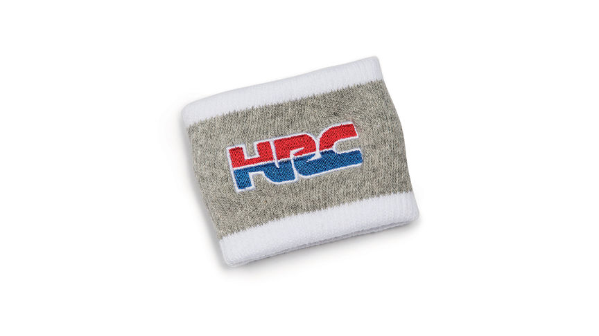 Šedé potítko na ruku Honda HRC s logem Honda Racing Corporation v barvách týmu HRC