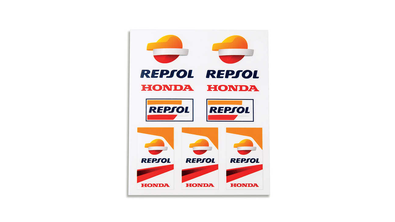 Sada samolepek Honda Repsol v barvách týmu Honda MotoGP s logem Repsol