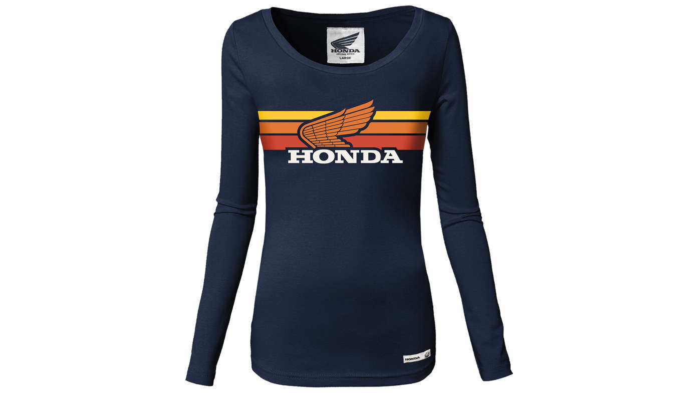 Dámské retro tričko Honda s dlouhým rukávem v námořnické modři. 