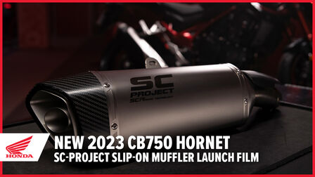 Film představující tlumič výfuku SC-Project pro motocykl CB750 Hornet v souvislosti s jeho uvedením na trh