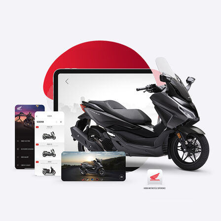 Aplikace Honda Motorcycles Experience s modelem Forza 125.