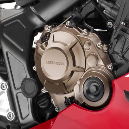 CBR650R, studiový záběr, přiblížení motoru